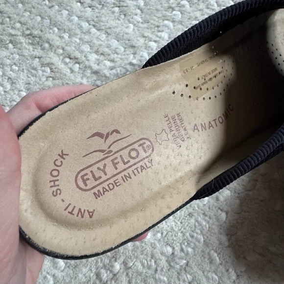 Fly Flot Italian Comfort Slide Sandals Black Mesh Size 41 NEOT - Picture 9 of 16